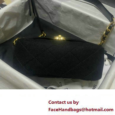 CHANEL Wool Felt  &  Gold-Tone Metal Mini Messenger Bag BLACK AS4397 2023